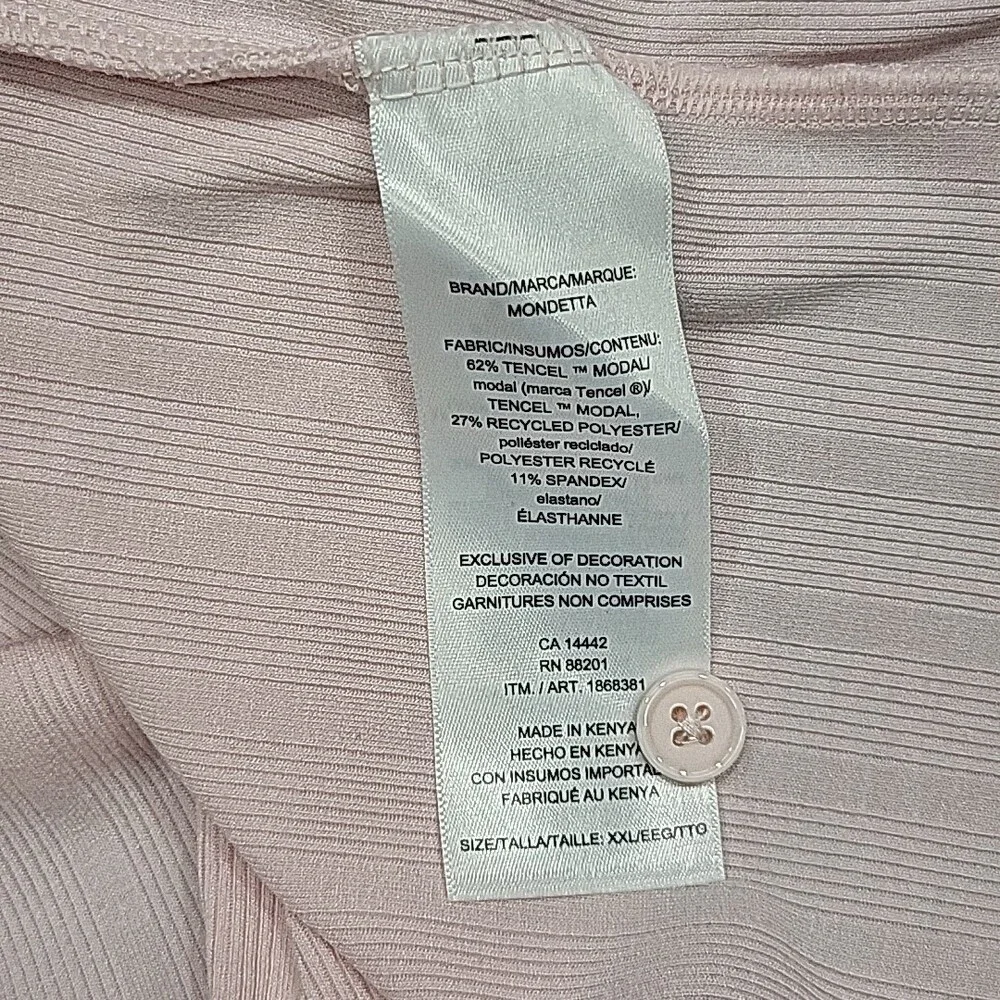 Mondetta Womens Top XX-Large Size Pink Ribbed Polo Tee Shirt Short Sleeves